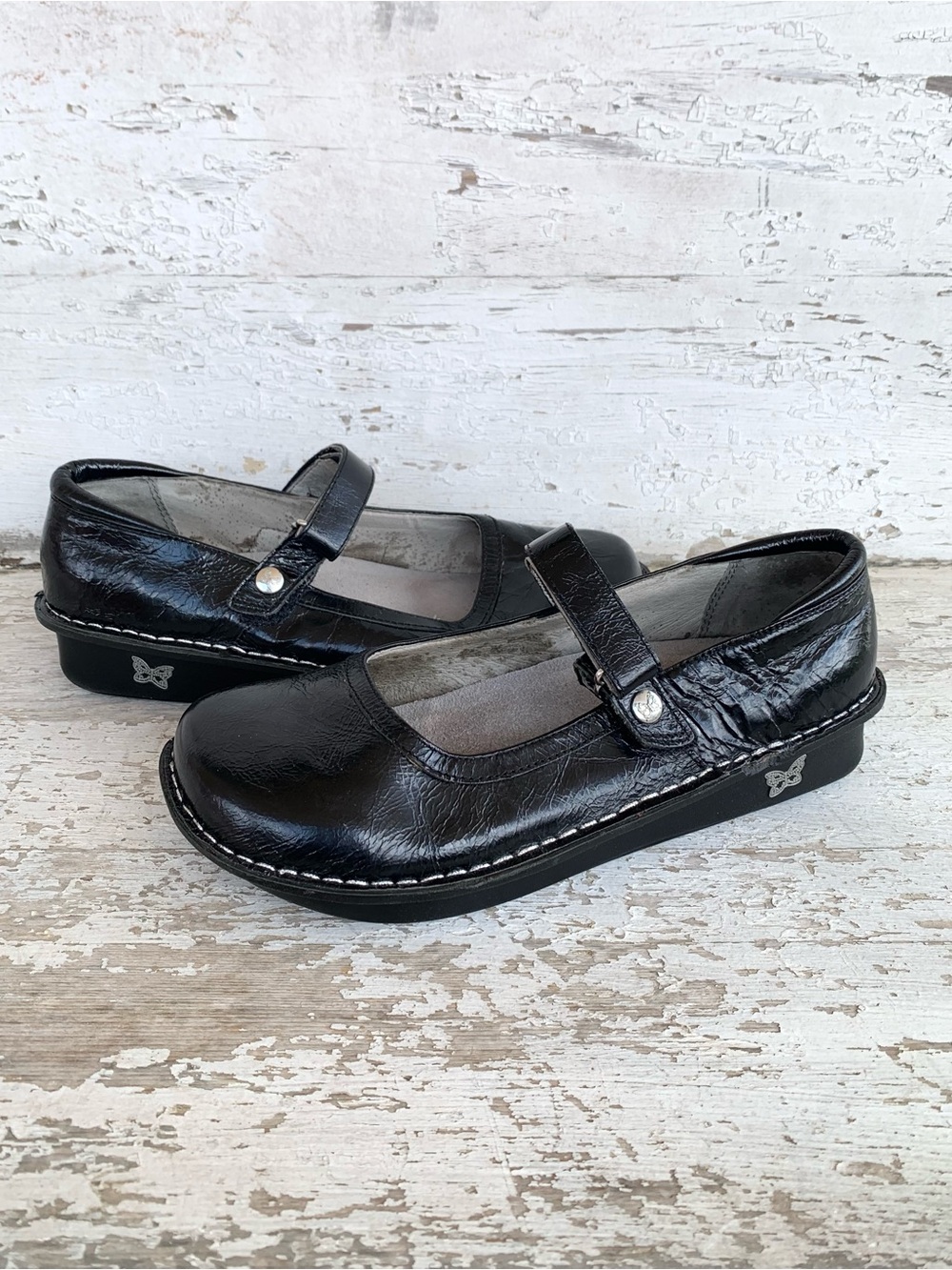 Alegria By PG Lite Black Bel-101 Leather Mary Jane Shoes 40